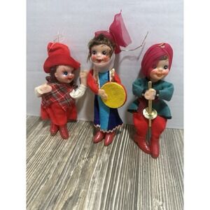 VTG Christmas Ornament Lot Plastic Girls/boys Dolls Ethnic